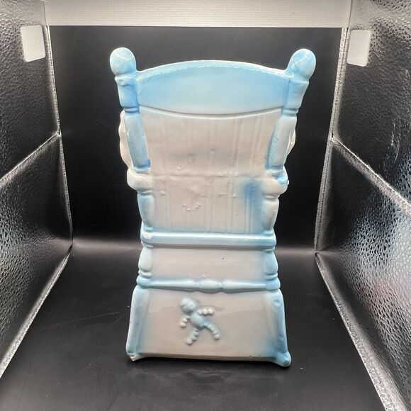 Vintage 1950s Relpo Nursery Planter Baby Blue Pink Teddy Highchair Vase - Picture 5 of 11